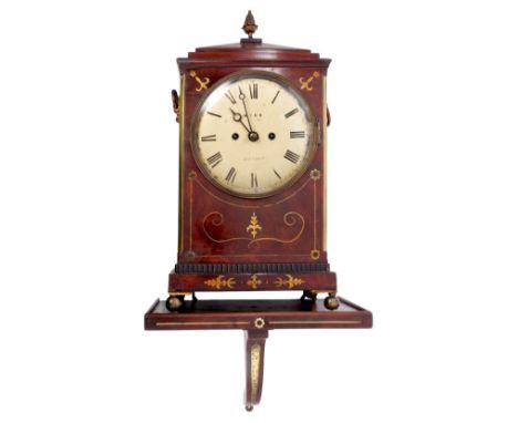 Regency bracket clock with painted circular dial, signed - Wynn, Dean Street, London, double-fusee movement striking on a bel