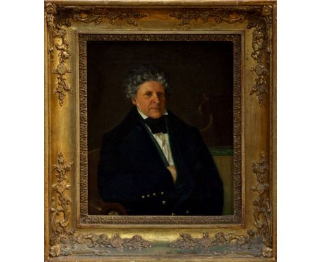 Pair of mid-19th century Continental School oils on canvas - portrait of a lady and gentleman, inscribed verso and dated 1842