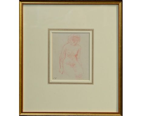 Edward Ardizzone (1900 - 1979), red chalk - Female Nude, signed with initials, in glazed gilt frame, 11.5cm x 14.5cm.  Proven