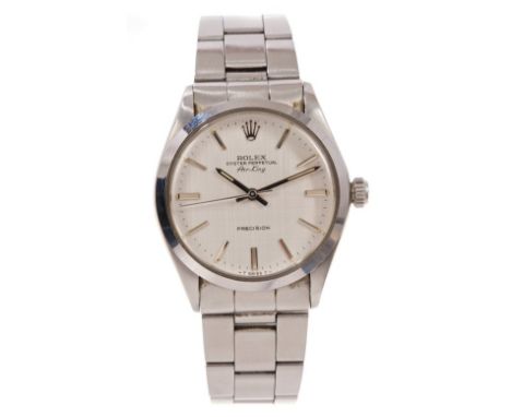 1970s gentlemen's Rolex Oyster Perpetual Air-King Precision wristwatch with silvered dial, baton numerals and centre sweep se
