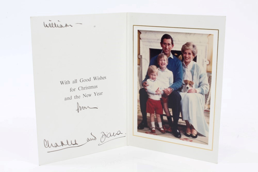 TRH The Prince and Princess of Wales signed Christmas card with twin