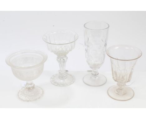Collection of antique glassware - to include late 17th century sweetmeat dish, Victorian pressed glass bonbon dish and six an