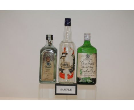 Gin - nine bottles, Gordons Special Dry, 1970s (7), Bombay Sapphire and Plymouth