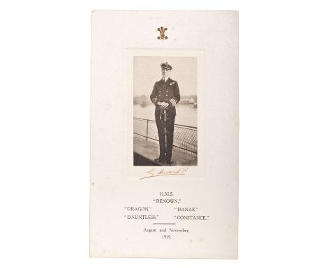 HRH Edward Prince of Wales (later King Edward VIII and Duke of Windsor), signed presentation portrait on HMS Renown Tour Augu