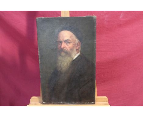 Anton Kaulbach (1864 - 1930), oil on canvas - portrait of a bearded man, signed, unframed, 51cm x 32.5cm