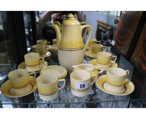 1930s Grays Pottery Banded Coffee set of 6 with gilt banding 