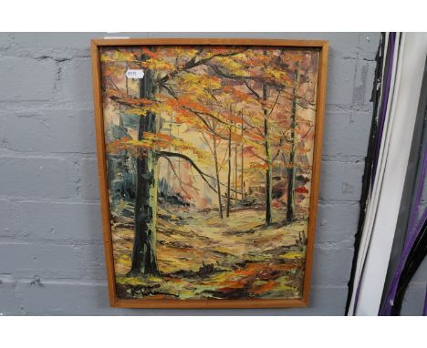Framed 1970s Impressionist Oil of a Woodland scene signed 