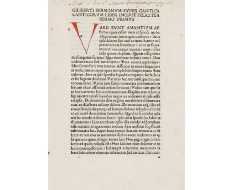 Lincolnshire Abbot's Sermons.- Gilbertus de Hoilandia. Sermones super Cantica canticorum, collation: a10 b-k A-H8 I6 K8, the 