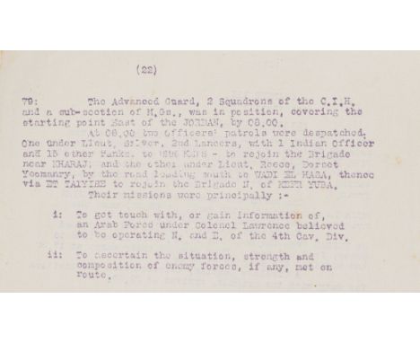 T.E. Lawrence &amp; the Arab Revolt.- Green (Wilfrith Gerald Key, compiler, commander 10th Cavalry Brigade, 1872-1937) Histor
