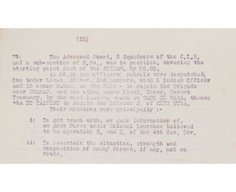 T.E. Lawrence &amp; the Arab Revolt.- Green (Wilfrith Gerald Key, compiler, commander 10th Cavalry Brigade, 1872-1937) Histor