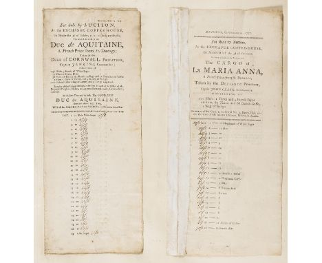 Privateers in the Caribbean &amp; Bristol merchants.- An outstanding archive of printed and manuscript material of the 18th a