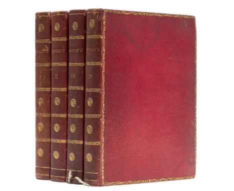 Baskerville.- Ariosto (Lodovico) Orlando Furioso, 4 vol., engraved portrait frontispiece and 46 plates, most with a plate fro