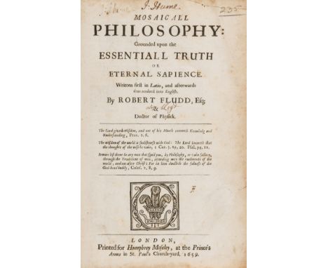 Fludd (Robert) Mosaicall Philosophy: Grounded upon the Essentiall Truth or Eternal Sapience, 2 parts in 1, first English edit