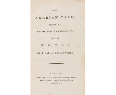 [Beckford (William)] [Vathek] An Arabian Tale..., first edition, with errata leaf but lacking final blank, woodcut illustrati