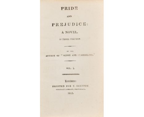 Austen (Jane) Pride and Prejudice: A Novel...By the Author of "Sense and Sensibility", 3 vol., second edition, half-titles (v