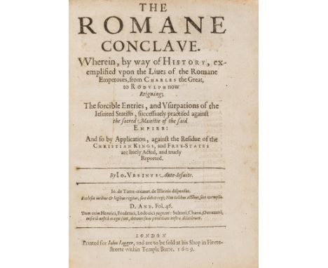 [Beringer (Joachim)], "Ursinus". The Romane conclaue. VVherein, by way of history, exemplified vpon the liues of the Romane e