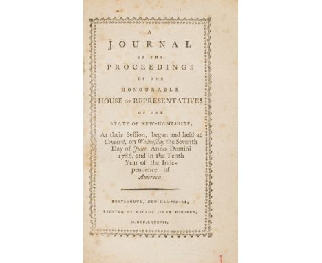 America.- New Hampshire.- A Journal of the proceedings of the Honourable House of Representatives of the state of New-Hampshi