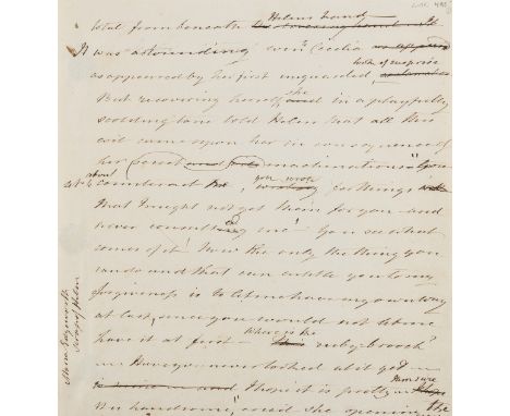 Edgeworth (Maria, novelist and educationist, 1768-1849) Part of a leaf of the Autograph manuscript of her novel Helen, autogr
