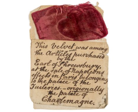 Napoléon I (Emperor of France, 1769-1821) [Piece of red velvet from the Emperor's Closet in the Tuileries Palace], small piec