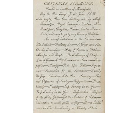 Typography.- 'Printed in imitation of manuscript'.- St. John (Rev. Theoph. J.) Original sermons printed in imitation of manus