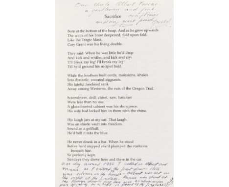 Hughes (Ted) Wolfwatching, signed by the author and his brother to half-title, Gerald Hughes' copy with extensive annotations
