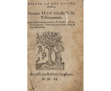 Bible, Greek &amp; Latin.- Apanta ta tês kainês diatêkês. Novum Jesu Christi Testamentum, 2 vol., collation: a-z aa-zz aaa-mm