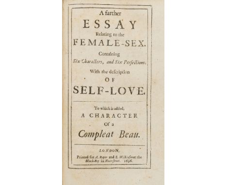 Women's Rights.- [Drake (Judith)] An Essay in Defence of the Female Sex. In which are inserted the Characters of a Pedant, a 