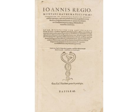 Regiomontanus (Johannes Müller) De triangulis planis et sphaericis libri quinque..., second edition, collation: *4 a-o6 p8 : 