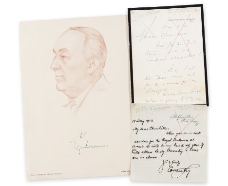 Letters &amp; Postcards.- Collection, including: Lord Curzon to Winston Churchill asking for a ticket to Ascot for his daught