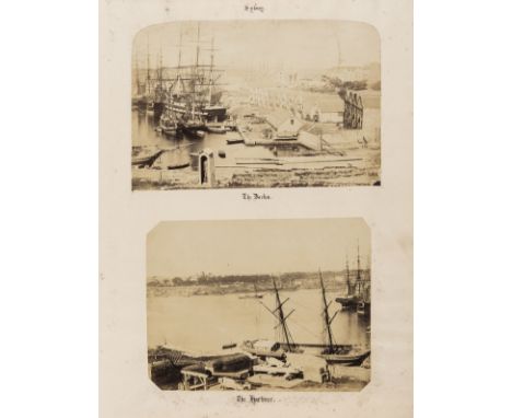 Australia.- Anonymous (19th century) Collection of seven photographs of Sydney Harbour, Campbell's Cove, Docks, Macquarie's F