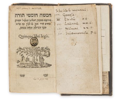 Bible, Hebrew.- Quinque libri legis, bound as 5 vol. (order of parts varies from collation given by Adams), collation: a-r8 s