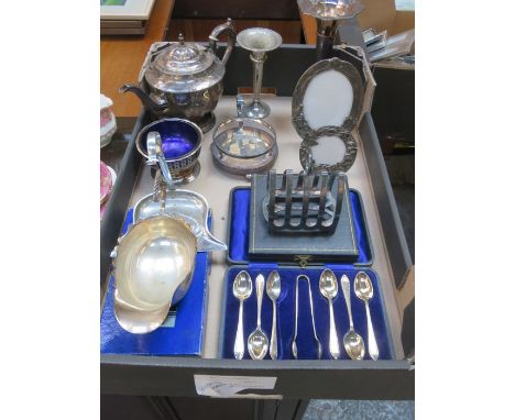 PARCEL OF SILVER PLATEDWARE AND FLATWARE, ETC. 