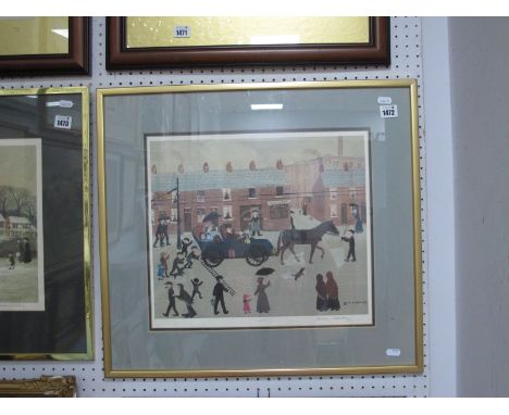 Helen Bradley Print, "Going Home", signed bottom right 35 x 39.5cm.