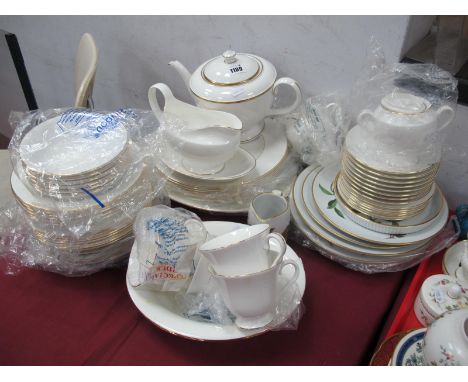 Wedgwood 'Signet Gold' Table Ware, of approximately fifty two pieces. Worcester 'Capri' tea pot, two Paragon Country Lane din