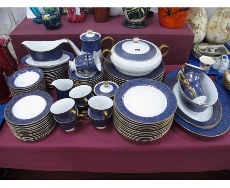 A Sango China Dinner Service, 'Aristocrat' pattern No 3690, comprising: two graduated meat plates, ten dinner plates, twelve 