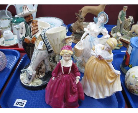 Two Royal Worcester Figurines, Grandmothers Dress, The Milk Maid, etc:- One Tray.