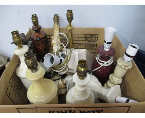 Alabaster, wooden, ceramic and other table lamps. (12)