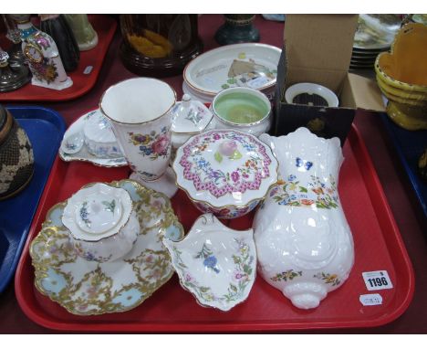 Royal Worcester "Amelia" Jar-Cover, Aynsley wall pocket, Limogue plate:- One Tray.