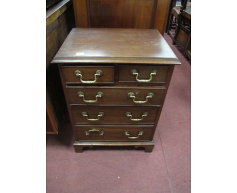 A XIX Century Mahogany Bedside Chest, of two small and three long drawers, on bracket feet,54cm wide.