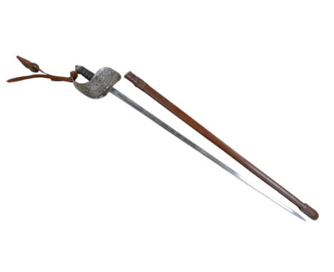 A George V ceremonial dress sword, Clement Gray Sheffield, blade length 83cm, overall length 97cm, with leather cased scabbar