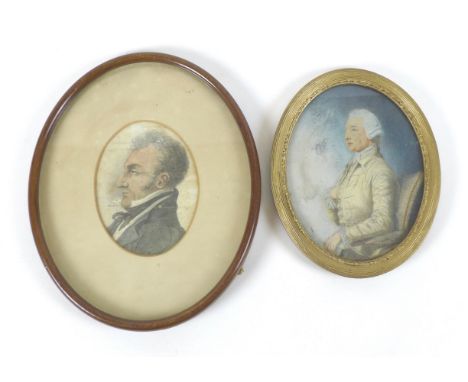 A collection of two of 19th Century oval portrait watercolours. (2) 