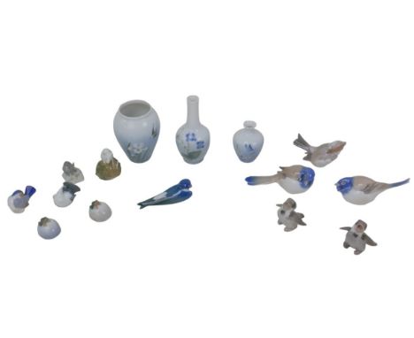 A group of Royal Copenhagen and a Bing &amp; Grondahl ornaments, comprising ten pieces of Royal Copenhagen, including a swall