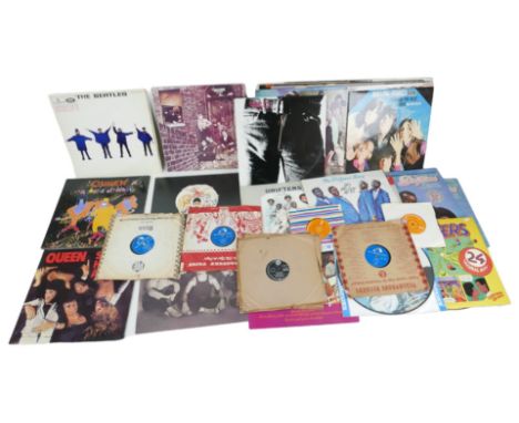 A collection of vinyl records, including Beatles 'Help' mono 'PMC 1255', side A 'XEX. 549' side B 'XEX.550', together with Th