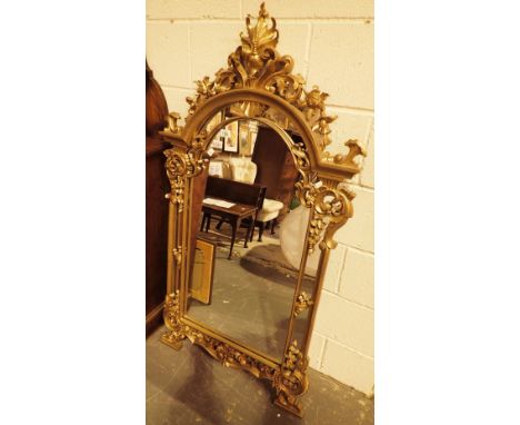 Large gold framed Rococo style mirror 145 x 77 cm