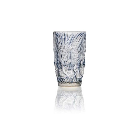 designed 1928clear, frosted and blue stainedwheel-engraved R. LALIQUE FRANCE15.7cm (6 1/8in) highFootnote: IMPORTANT INFO FOR