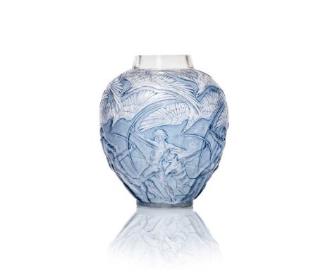 designed 1921clear, frosted and blue stainedmoulded R. LALIQUE, later engraved France28cm (11in) highFootnote: IMPORTANT INFO
