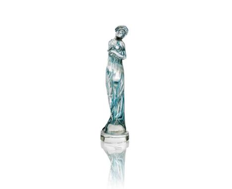 designed 1912clear, frosted and blue stainedengraved R. Lalique France 14cm (5 1/2in) high