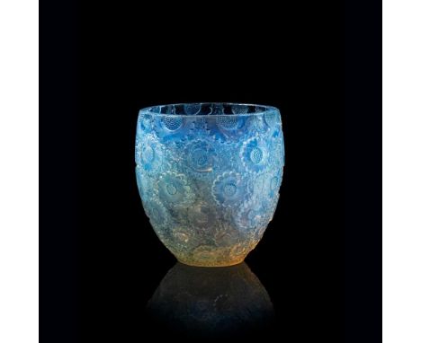designed 1934opalescent and blue stainedstencilled R. LALIQUE FRANCE18cm (7 1/8in) high