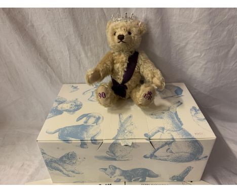 A STEIFF QUEEN ELIZABETH II 90TH BIRTHDAY BEAR LIMITED EDITION NO.58 OF 1926 BOXED WITH CERTIFICATE 