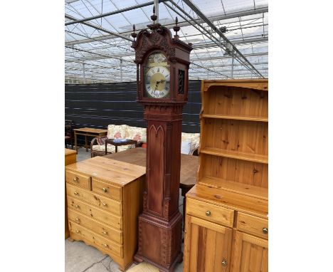 A REPRODUCTION 'TEMPUS FUGIT' LONGCASE CLOCK IN CHIPPENDALE STYLE CASE 